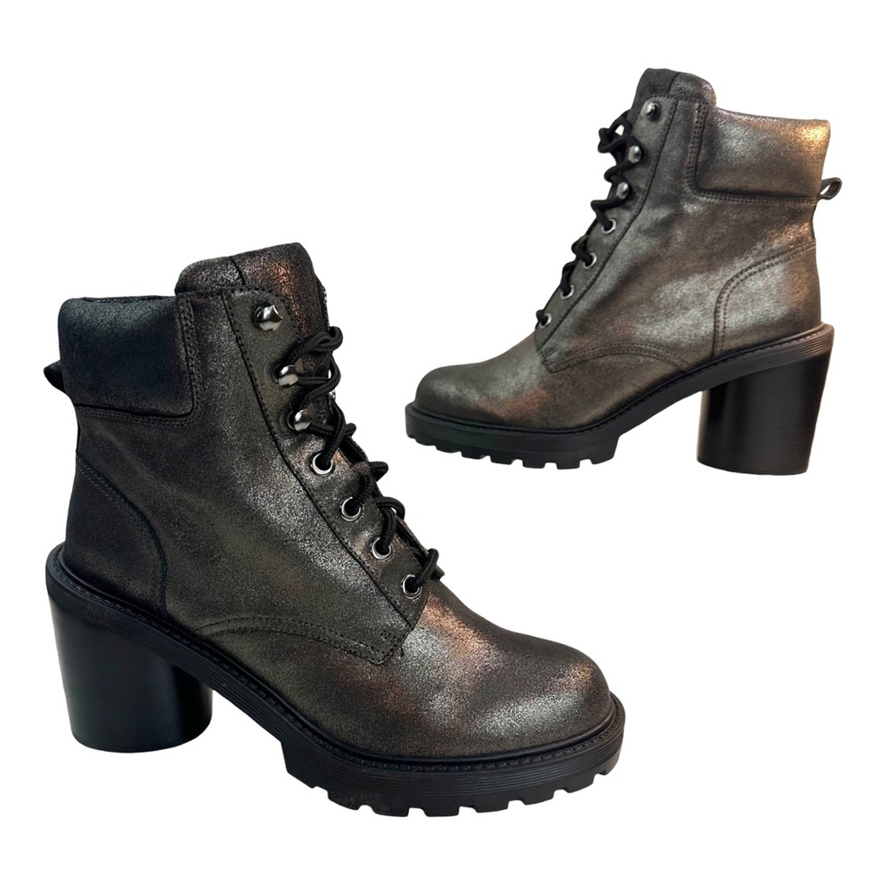 Marc Jacobs Women Crosby Hiking Leather Boot Ankle Size:41EU /11 US Dark Silver